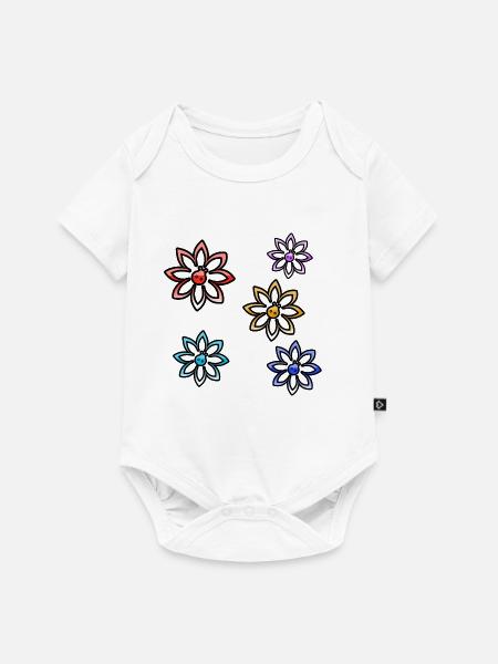 Blumen - Baby Premium Kurzarmbody - Weiß