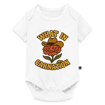 Qu’est-ce que c’est que possible dans la fleur de dessin animé œillet - Body à manches courtes Premium Bébé - blanc - Devant