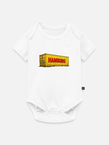 Hamburg Gelber Container Design - Baby Premium Kurzarmbody - Weiß