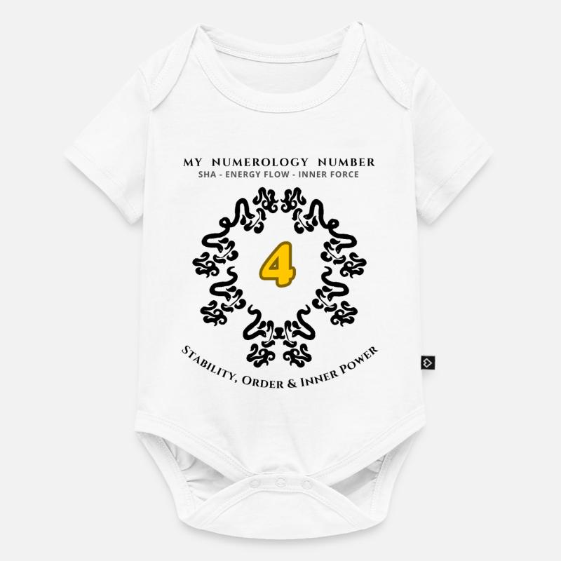 Numéro 4 Symbole de Stabilité, d’Ordre et de Force - Body à manches courtes Premium Bébé - blanc