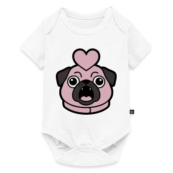 Mops Hund Herz Liebe Bellen - Baby Premium Kurzarmbody - Weiß - Vorne