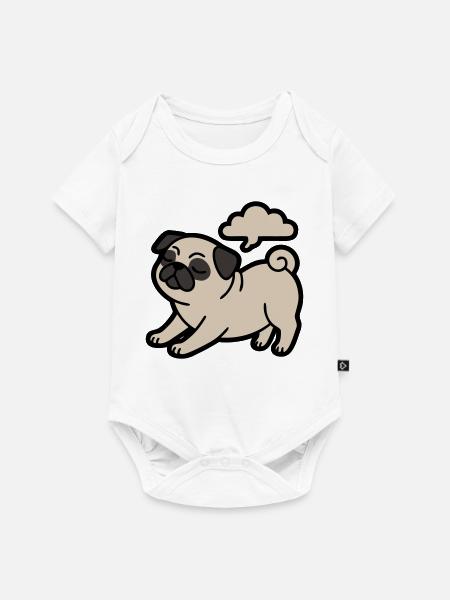Pupsender Mops Hund Lustig - Baby Premium Kurzarmbody - Weiß