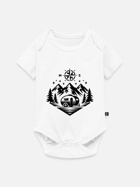 Camping Kompass Berge - Baby Premium Kurzarmbody - Weiß
