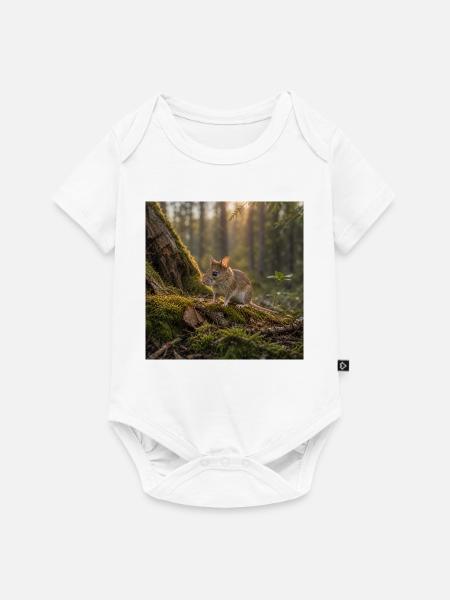 Waldmaus / Maus in der Abendsonne - Baby Premium Kurzarmbody - Weiß