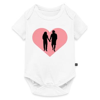 Couple Silhouette Amour Romance Petit ami de la Saint-Valentin - Body à manches courtes Premium Bébé - blanc - Devant
