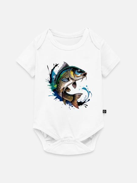 Springender Karpf - Baby Premium Kurzarmbody - Weiß