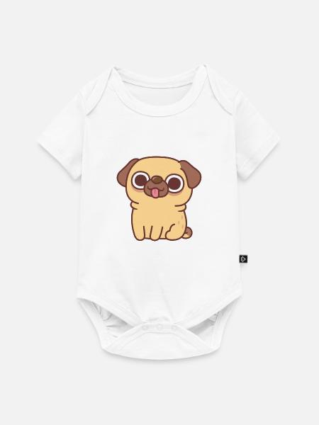 Niedlicher sitzender Reh-Mops - Baby Premium Kurzarmbody - Weiß
