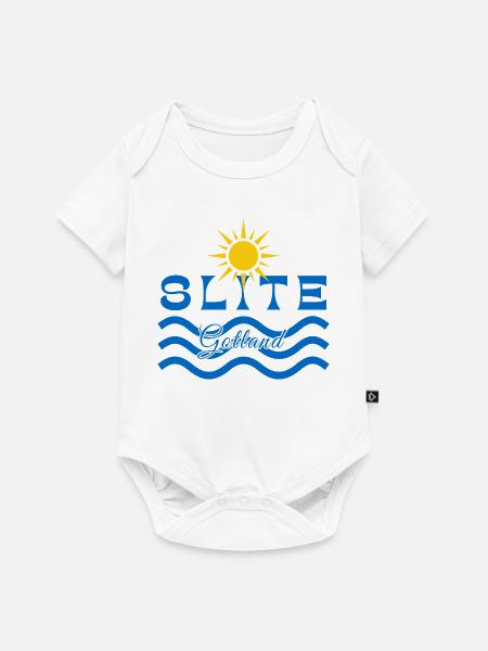 Slite Gotland-Sonne und Wellen - Baby Premium Kurzarmbody - Weiß