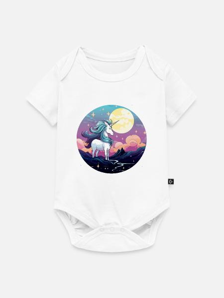 Mondnacht Einhornzauber - Baby Premium Kurzarmbody - Weiß
