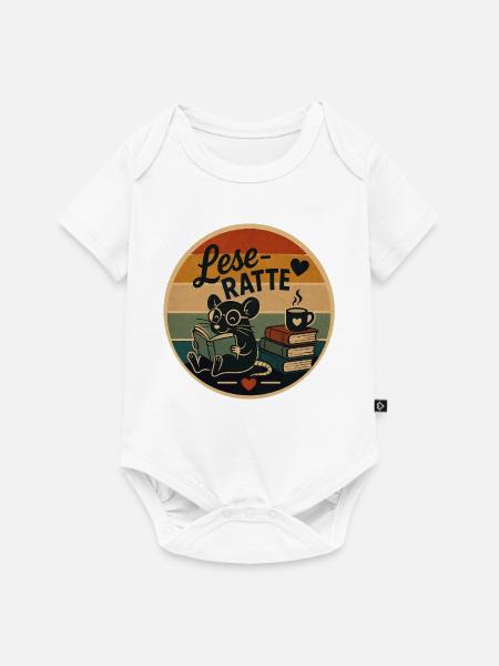 Leseratte Retro - Baby Premium Kurzarmbody - Weiß