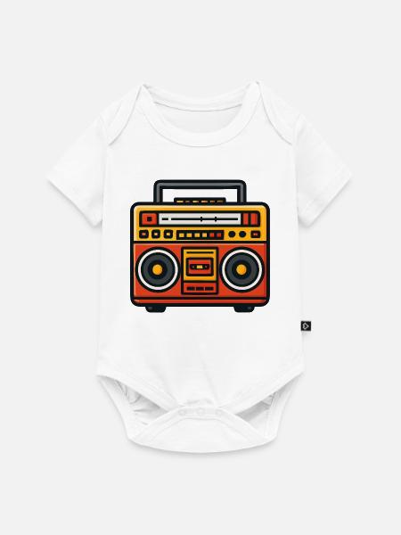Retro-Boombox-Pop-Art - Baby Premium Kurzarmbody - Weiß