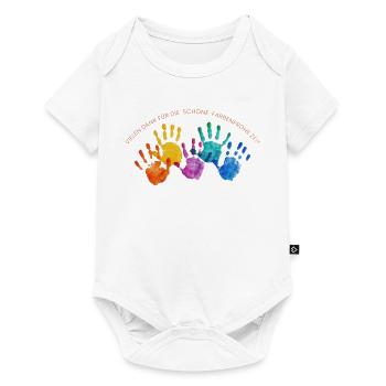 Farbenreiche Handabdrücke Dankzeit - Baby Premium Kurzarmbody - Weiß - Vorne