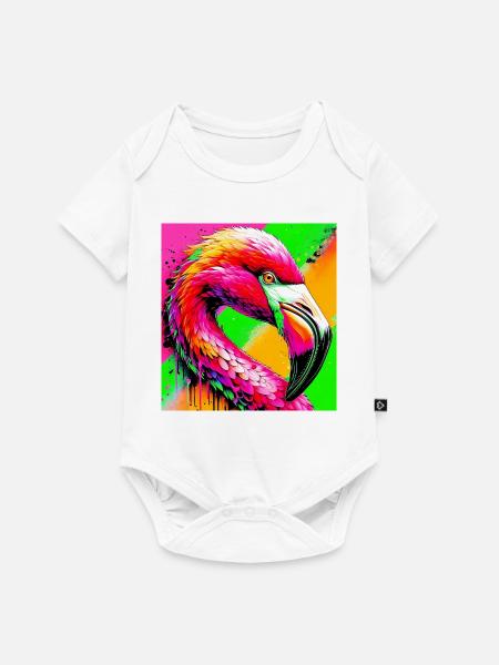 Flamingo - Baby Premium Kurzarmbody - Weiß