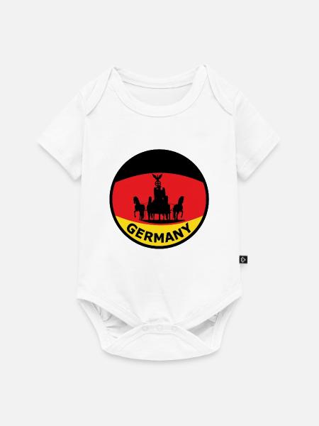 Deutschlandflagge Streitwagen Silhouette - Baby Premium Kurzarmbody - Weiß