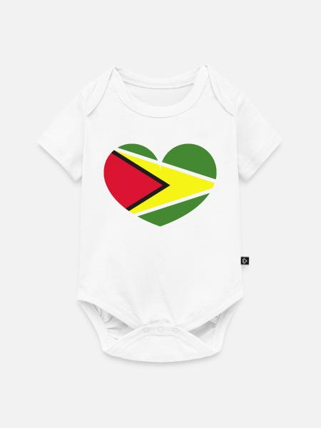 Guyana-Herzflagge - Baby Premium Kurzarmbody - Weiß