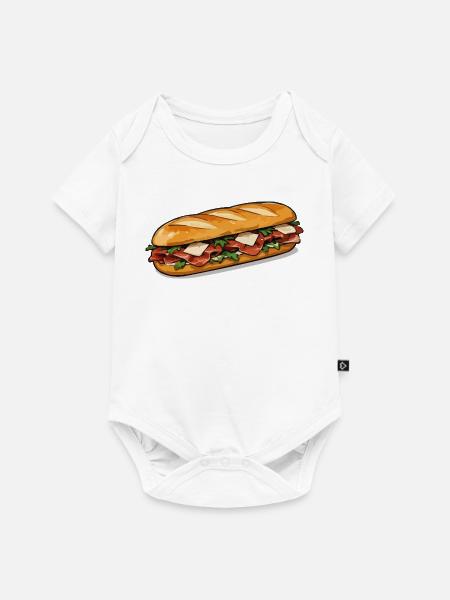 Knuspriger HotDog Comicstil - Baby Premium Kurzarmbody - Weiß