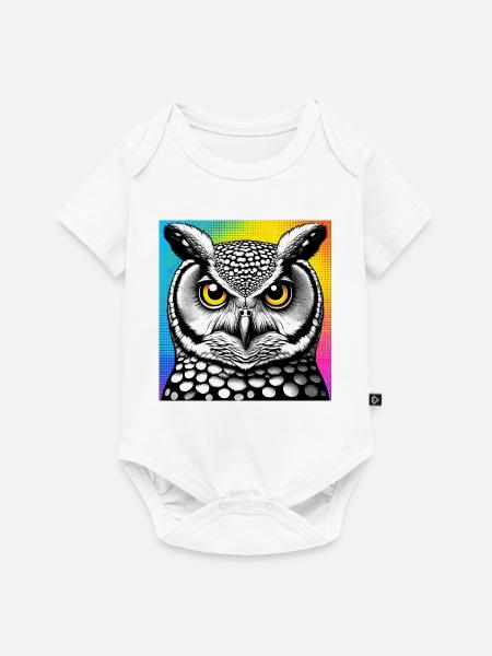 Eule - Baby Premium Kurzarmbody - Weiß
