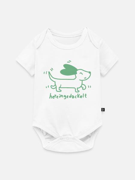  Dackel verspielt, handgezeichnet - Baby Premium Kurzarmbody - Weiß
