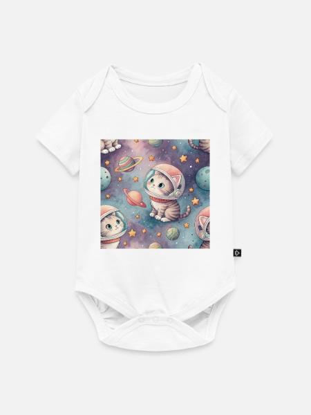 Kosmisches Kätzchen im Orbit - Baby Premium Kurzarmbody - Weiß