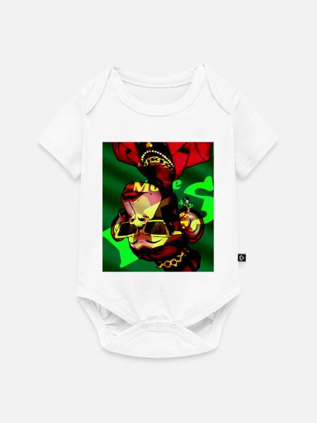 Geometrischer Neon-Tierkopf mit Sonnenbrille - Baby Premium Kurzarmbody - Weiß