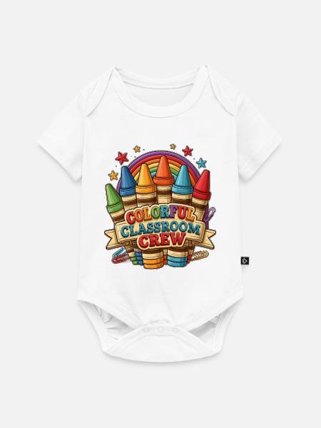 Farbenfrohe Klassenzimmercrew - Baby Premium Kurzarmbody - Weiß
