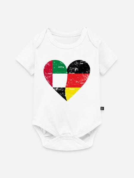 UAE Germany Heart Used - Baby Premium Kurzarmbody - Weiß