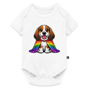 Basset Hound Pride Dog Manteau arc-en-ciel LGBTQ - Body à manches courtes Premium Bébé - blanc - Devant
