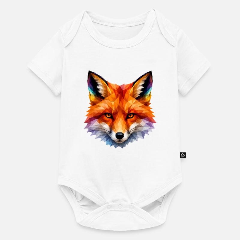 Farbiger Polygonfuchs Kopf - Baby Premium Kurzarmbody - Weiß