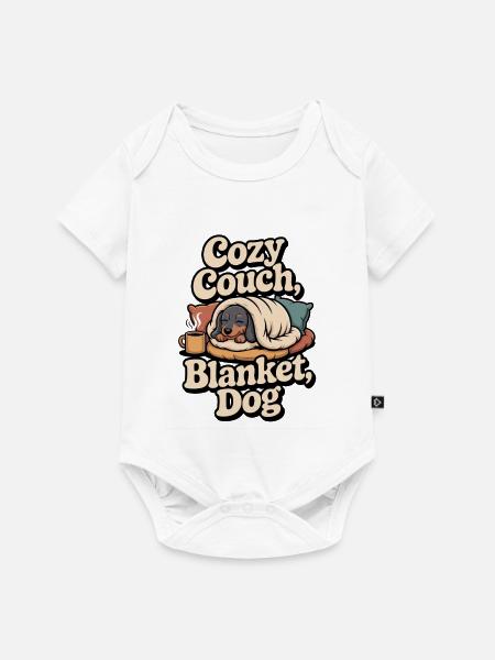 Kuschel Dackel - Baby Premium Kurzarmbody - Weiß
