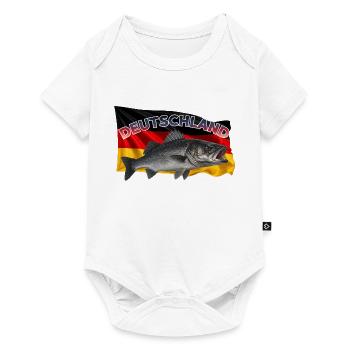 Wolfsbarsch Angeln Deutschland - Baby Premium Kurzarmbody - Weiß - Vorne