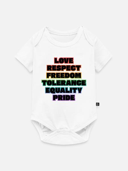 Liebe, Respekt, Freiheit, Toleranz, Gleichheit, Stolz, - Baby Premium Kurzarmbody - Weiß