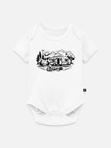 Camping Anhänger Landschaft - Baby Premium Kurzarmbody - Weiß