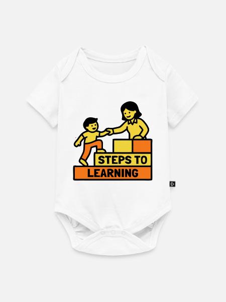 Steps to Learning Schule Logo - Baby Premium Kurzarmbody - Weiß