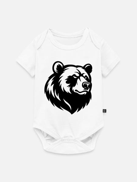 Angry Bear Head - Baby Premium Kurzarmbody - Weiß