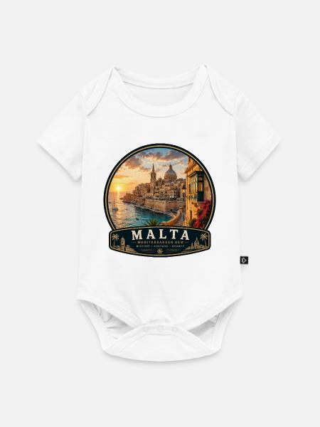 Malta Valletta Kolonialstil Urlaub Mittelmeer - Baby Premium Kurzarmbody - Weiß