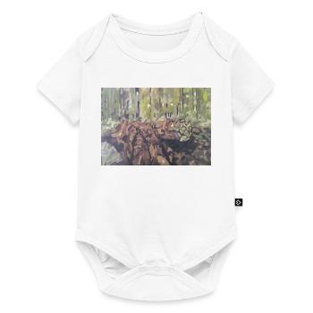 Logs in the forest – an impressionistic landscape - Baby Premium short-sleeve bodysuit - white - Front