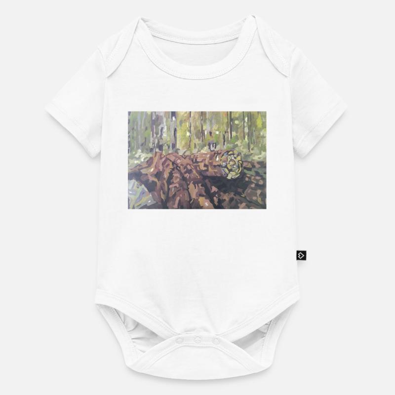 Rondins dans la forêt – un paysage impressionniste - Body à manches courtes Premium Bébé - blanc