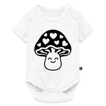 Sweet mushroom with heart and face - Baby Premium short-sleeve bodysuit - white - Front