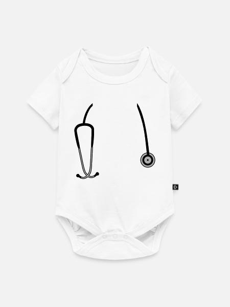 Stethoskop - Baby Premium Kurzarmbody - Weiß