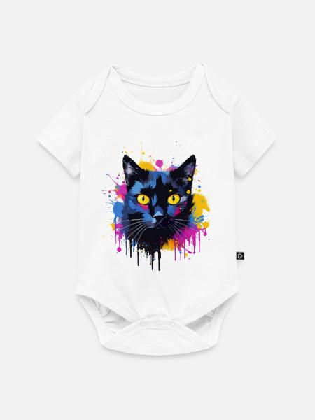Bunte Bombay-Katzengesicht-Splash-Kunst - Baby Premium Kurzarmbody - Weiß