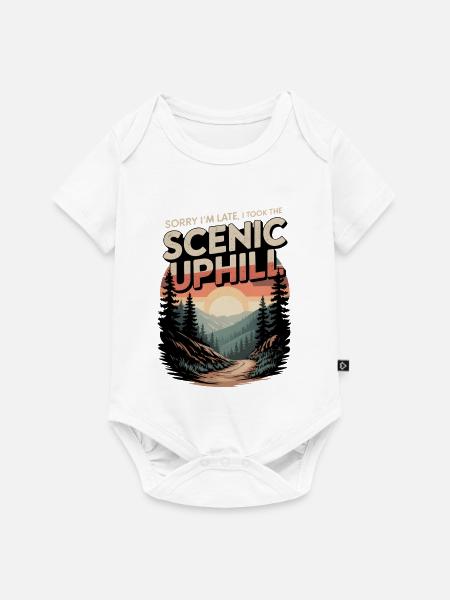 Zu spät: Panorama-Anstieg | Trailrunning - Baby Premium Kurzarmbody - Weiß