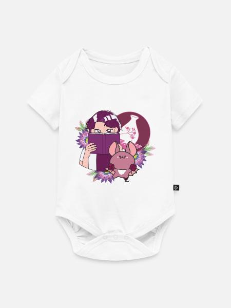 Manga-Leser, Sake und Fledermaus mit Prothese - Baby Premium Kurzarmbody - Weiß