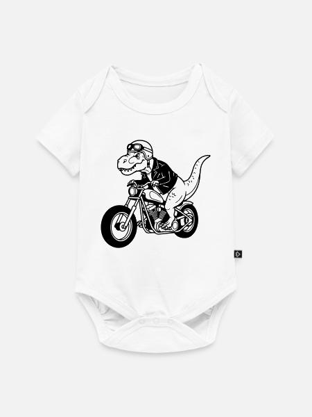 Motorrad-Dino - Baby Premium Kurzarmbody - Weiß