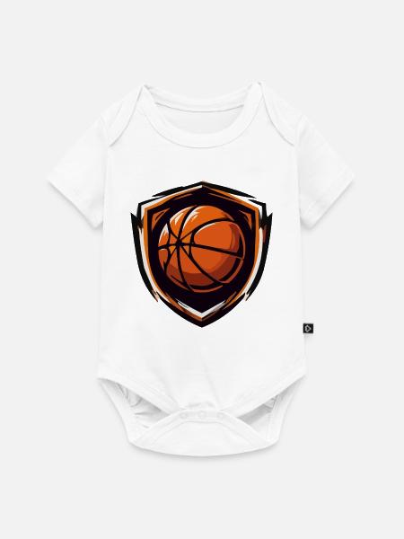 Basketball Shield Emblem Orange - Baby Premium Kurzarmbody - Weiß
