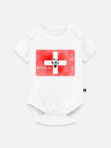 Schweiz Fußball Schweizer Fahne mit Fußball - Baby Premium Kurzarmbody - Weiß