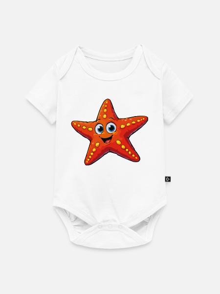 Seestern Cartoon - Baby Premium Kurzarmbody - Weiß