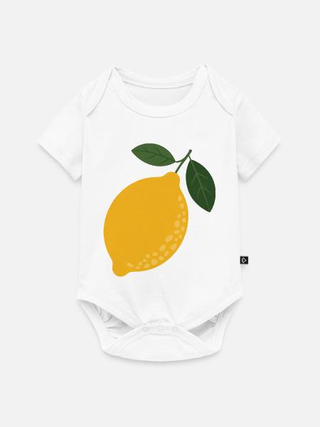 Sunny Lemon mit Leaf Duo - Baby Premium Kurzarmbody - Weiß