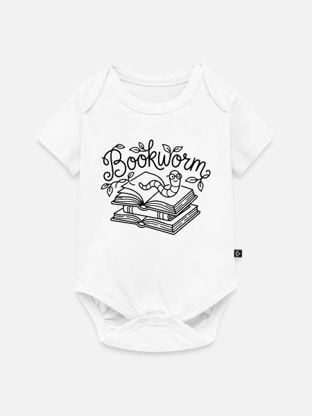 Bücherwurm - Baby Premium Kurzarmbody - Weiß