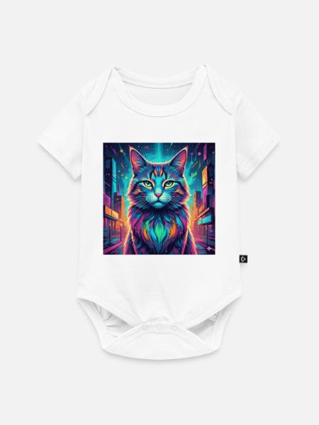 Neonkatze - Baby Premium Kurzarmbody - Weiß