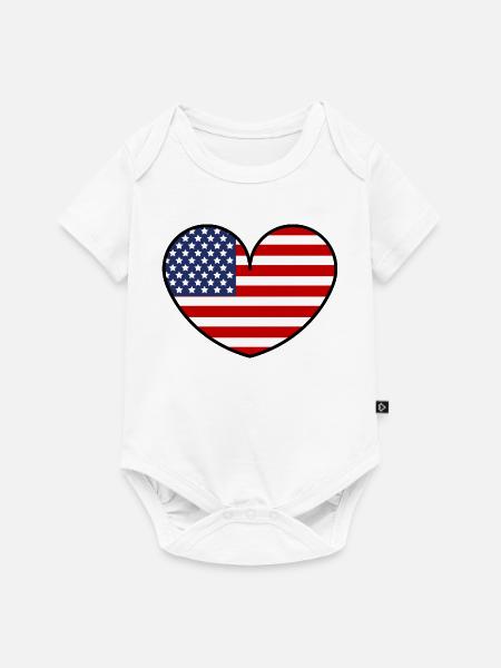American Flag Heart - Baby Premium Kurzarmbody - Weiß